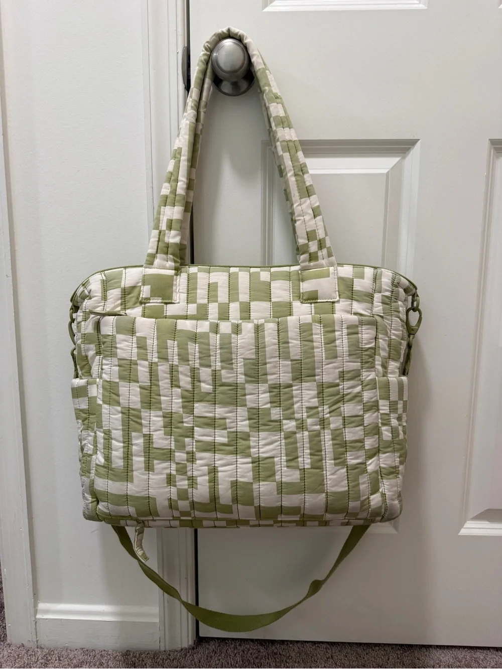 Béis x Elsa Hosk Reversible Cotton Canvas Tote Diaper Bag Play Date Checkered